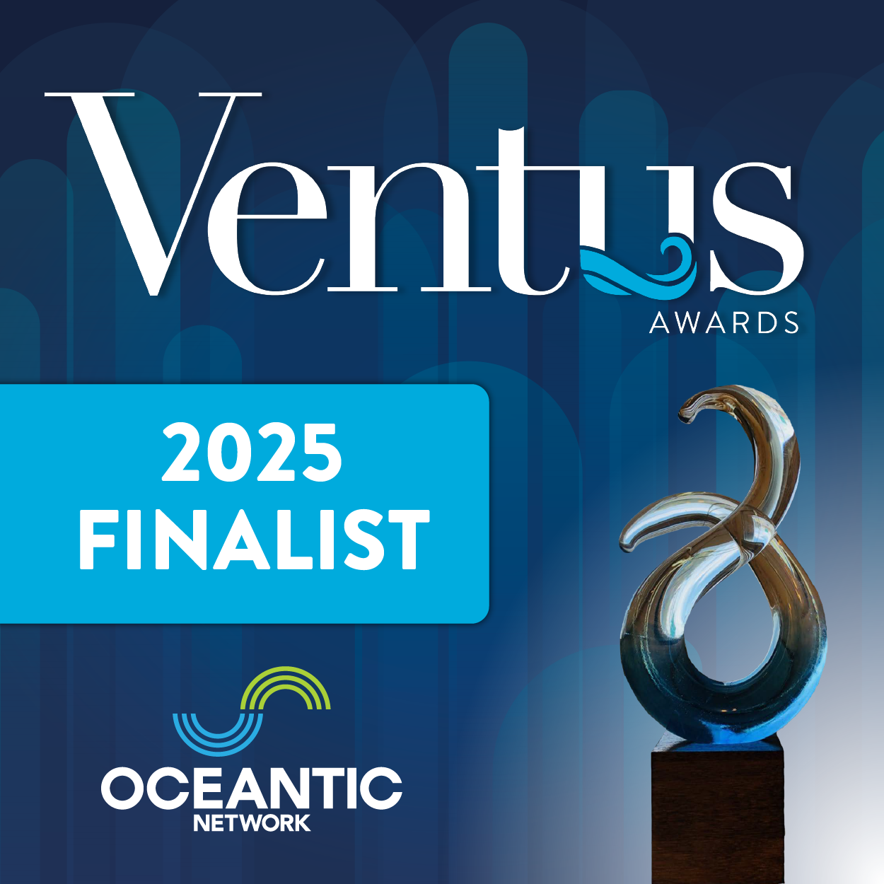 Graphic showing that Barge Master is a Ventus Award finalist.